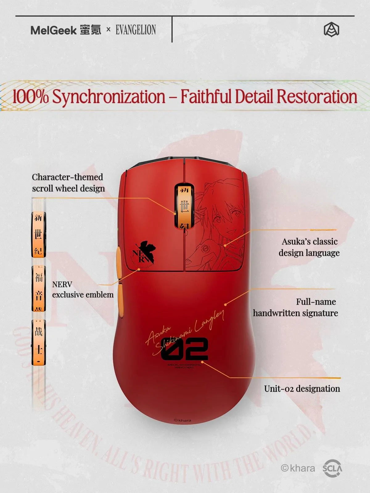 MelGeek × エヴァンゲリオン Horus 2号機 (アスカ) 限定 超軽量ゲーミングマウス