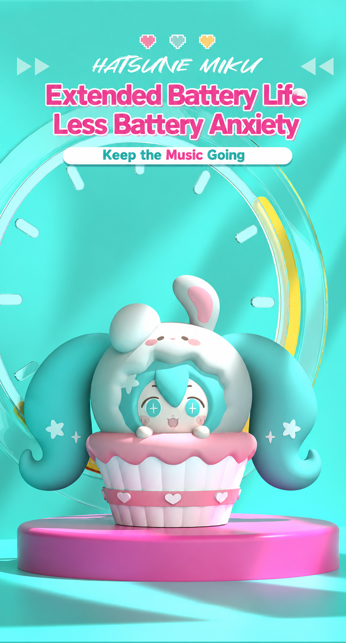 Bilibili × Luxub × 初音ミク カップケーキ型 イヤークリップ ワイヤレスイヤホン