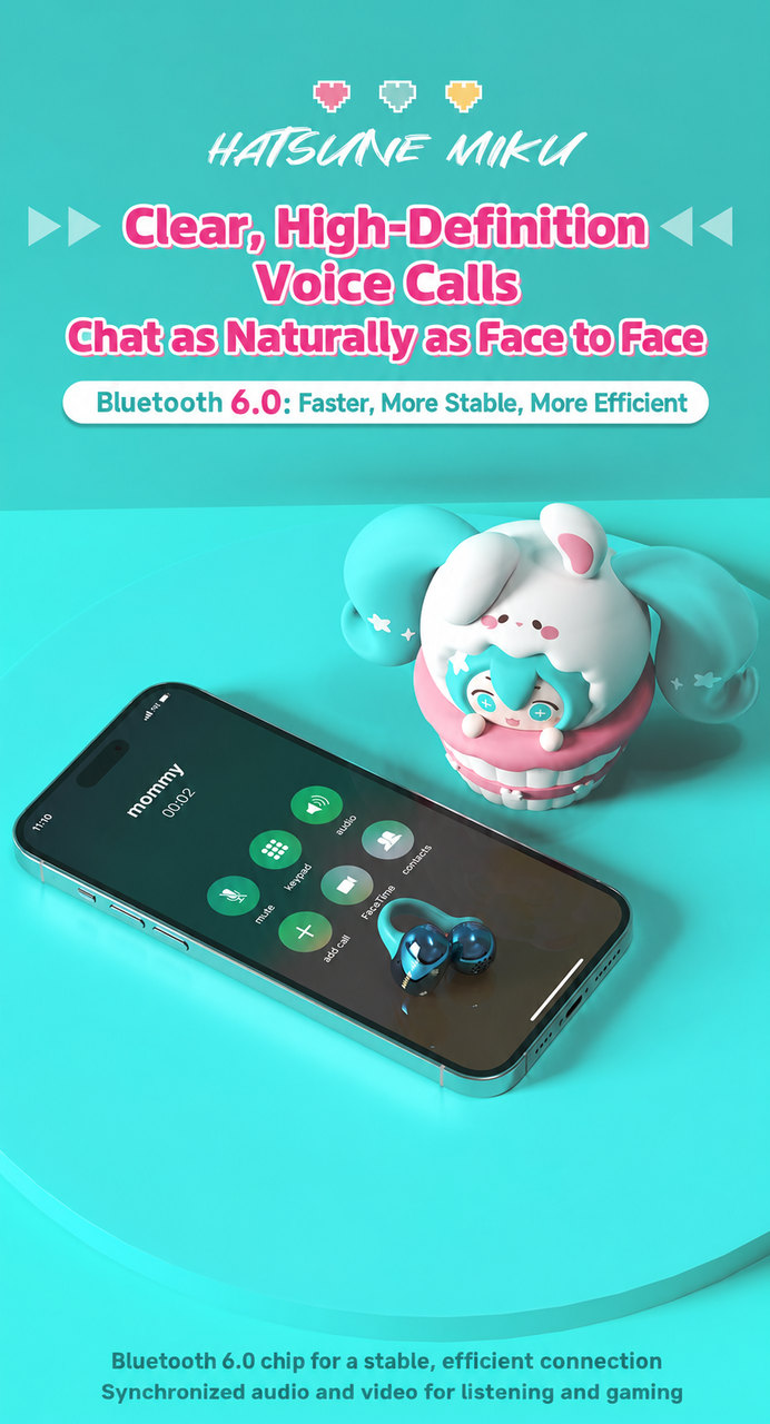 Bilibili × Luxub × 初音ミク カップケーキ型 イヤークリップ ワイヤレスイヤホン
